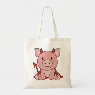 Pig Halloween Cute Devil Witch Costume Tote Bag