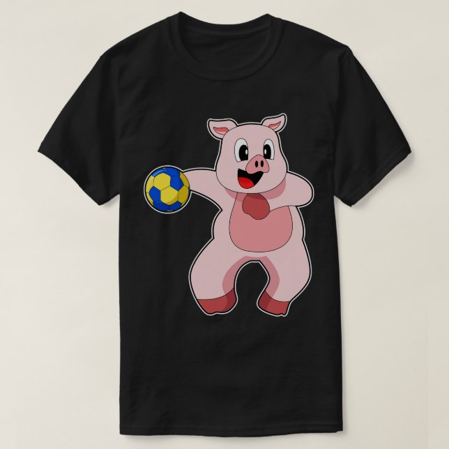 Pig Handball player Handball T-Shirt (Design Front)