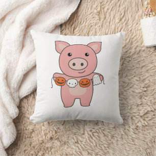 Pig Happy Halloween Pumpkin Bat Costume Cushion