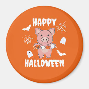 Pig Happy Halloween Pumpkin Bat Costume Magnet