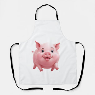 Pig Happy Playful Fun Jumping In The Air Joyful Apron