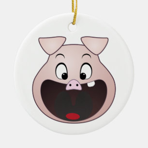pig head ceramic tree decoration