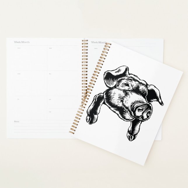 Pig Head Farm Animal Drawing in Black White Planner (Creator Uploaded)