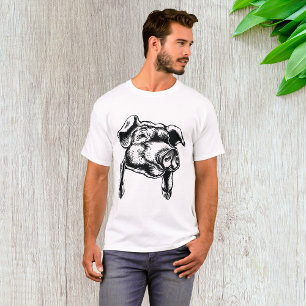 Pig Head Farm Animal Drawing in Black White T-Shirt