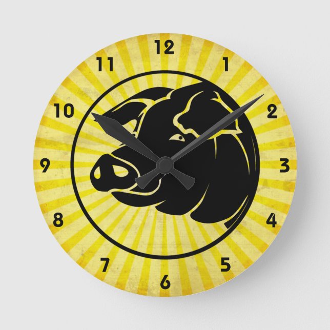 Pig Head; Yellow Round Clock (Front)
