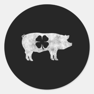 Pig Hog Bbq Meat Gift St. Patrick's Day Shamrock I Classic Round Sticker