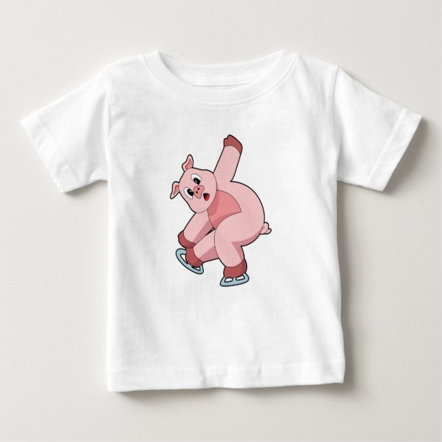 Pig Ice skating Ice skates Baby T-Shirt (Front)