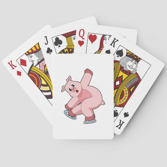 Pig Ice skating Ice skates Playing Cards (Back)