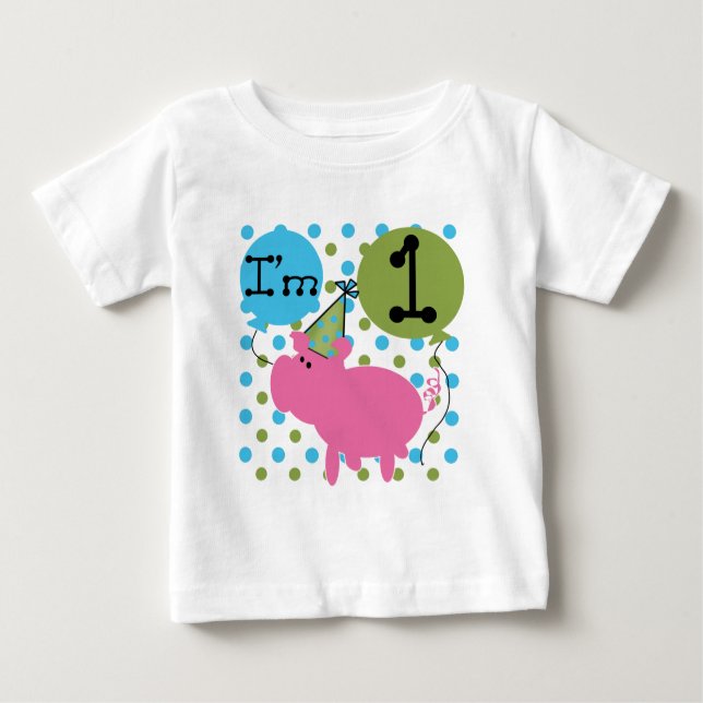 Pig I'm 1 Birthday Tshirts and Gifts (Front)