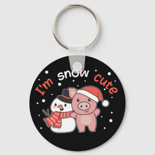 Pig I'm Snow Cute Snowman Snow Pun Keychain