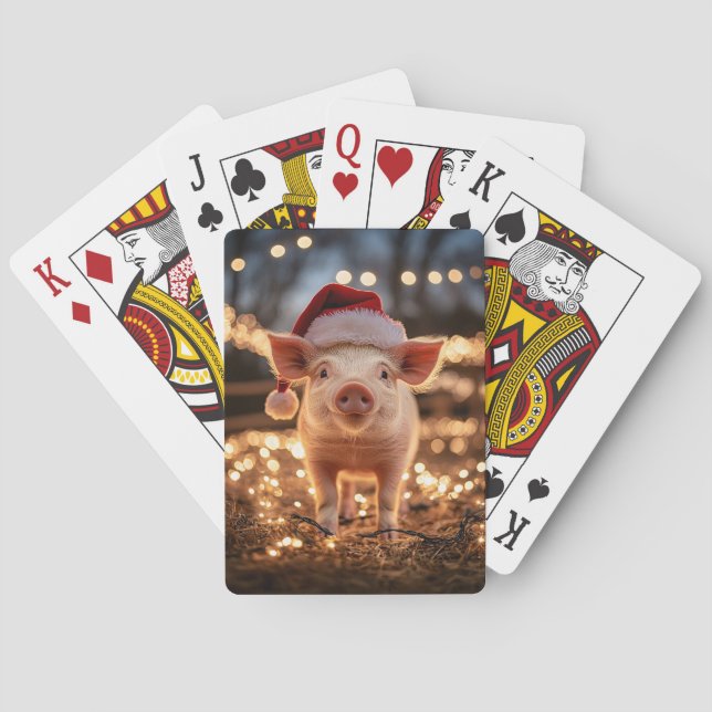 Pig in a Santa Hat Playing Cards (Back)