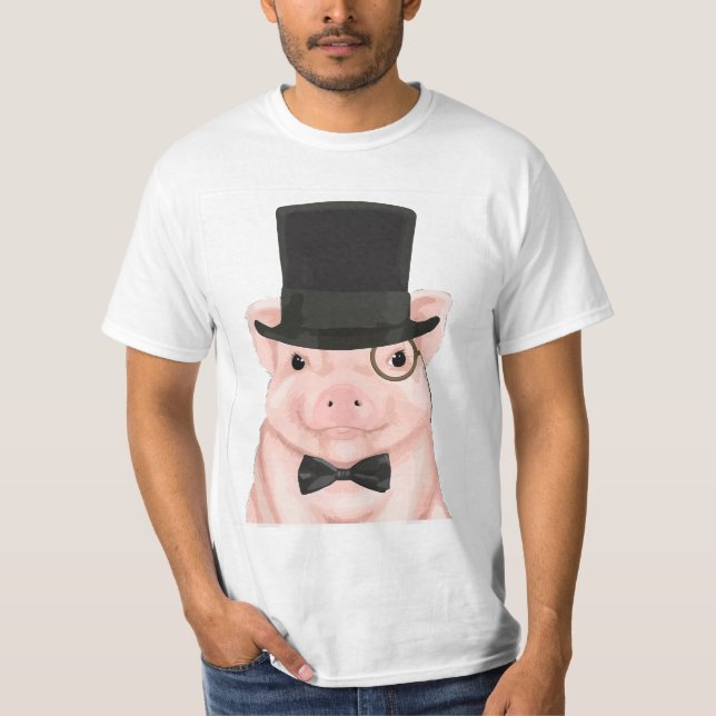 Pig in a top hat, monocle, and bow tie  (Front)