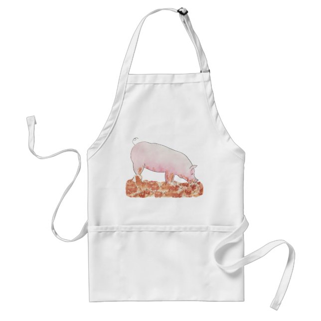 Pig in Mud illustration Funny Quirky Farm Animal Standard Apron (Front)