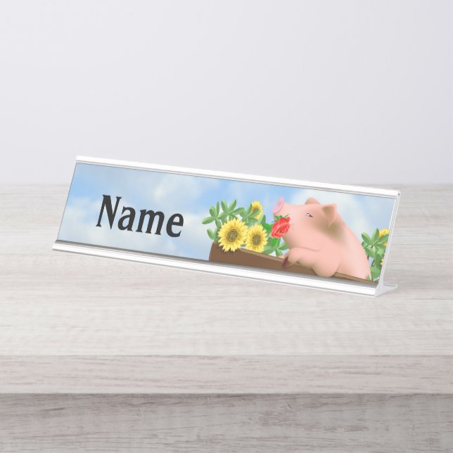 Pig in Pan Desk Name Plate (Front)