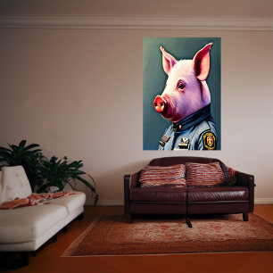 Pig in police uniform   AI Art Poster