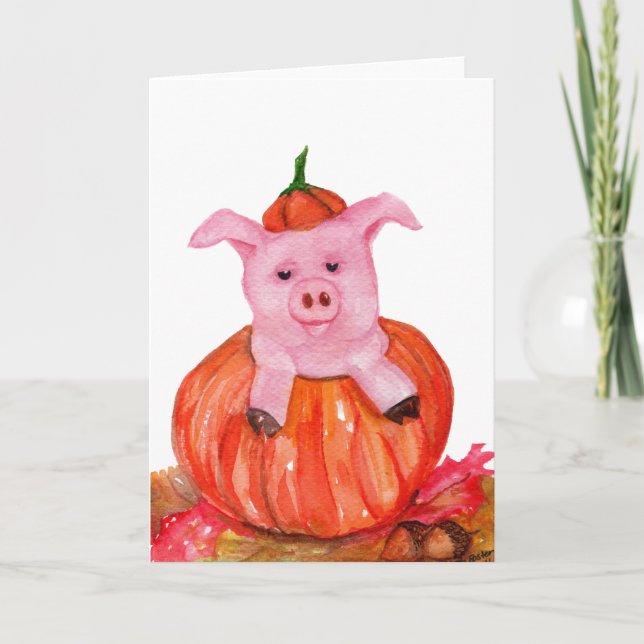 Pig in Pumpkin Card (Front)