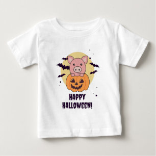 Pig In Pumpkin Sweet Pigs Happy Halloween Baby T-Shirt