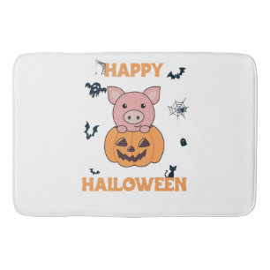 Pig In Pumpkin Sweet Pigs Happy Halloween Bath Mat