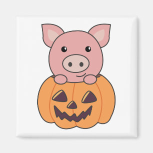 Pig In Pumpkin Sweet Pigs Happy Halloween Magnet