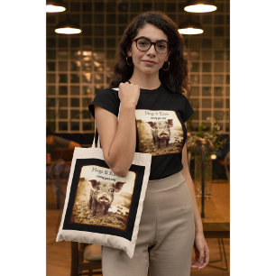 Pig in the Mud, hugs and kisses, customisable Tote Bag