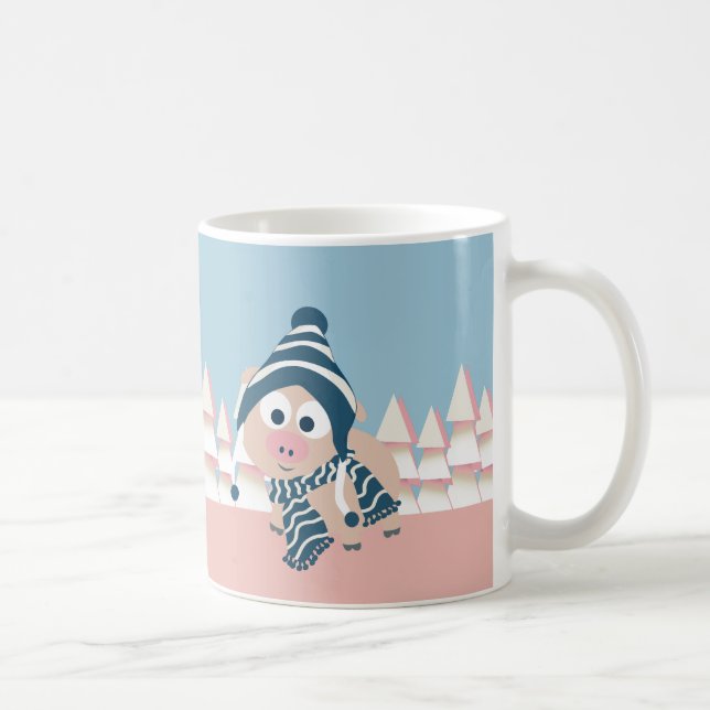 Pig in Winter Coffee Mug (Right)