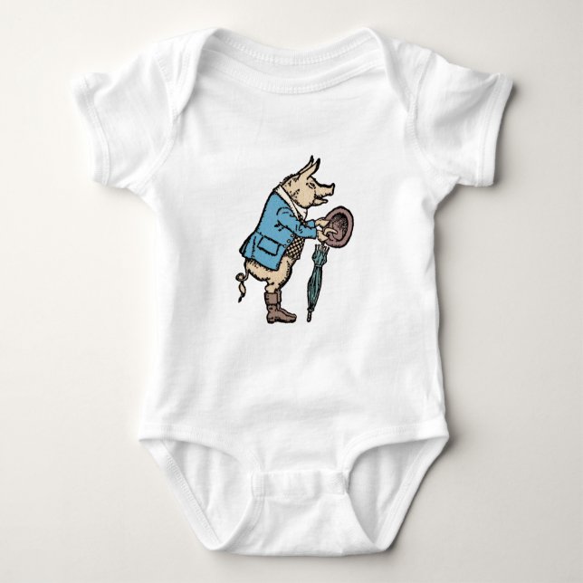 Pig Jacket Piggy Cute Formal Antique Baby Bodysuit (Front)