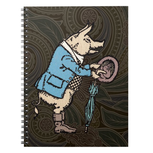 Pig Jacket Piggy Cute Formal Antique Notebook (Front)