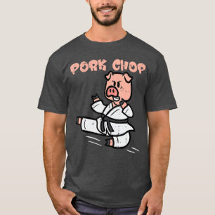 Pig Karate Pork Chop Funny Hog Swine Pun Men Boys T-Shirt