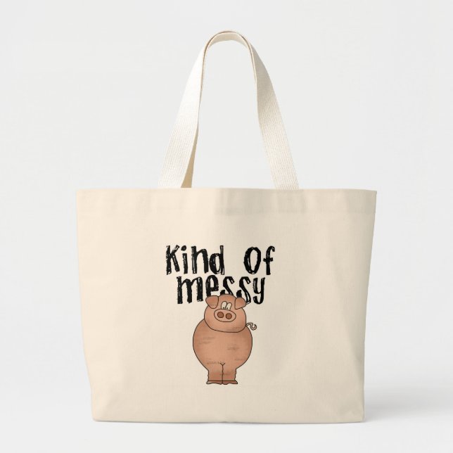 Pig Kind of Messy Large Tote Bag (Front)