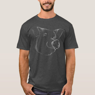Pig Line Art Realistic Abstract Pig Animal Art Pre T-Shirt