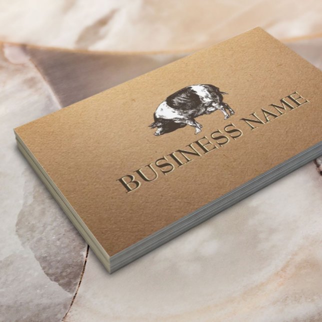 Pig Livestock Farming Rustic Kraft Business Card (Creator Uploaded)