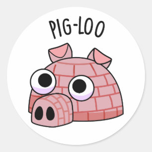 Pig-loo Funny Igloo Pun  Classic Round Sticker