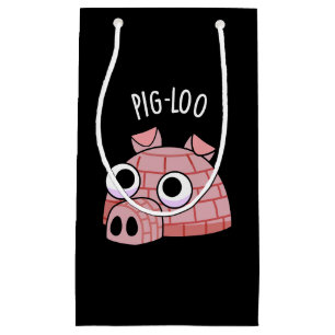 Pig-loo Funny Igloo Pun Dark BG Small Gift Bag
