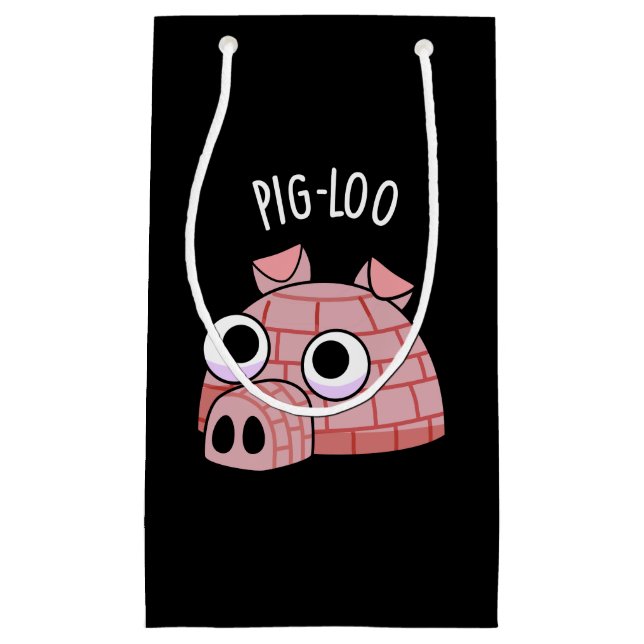 Pig-loo Funny Igloo Pun Dark BG Small Gift Bag (Front)