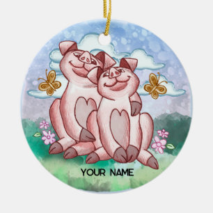 Pig Lovers   Ceramic Ornament