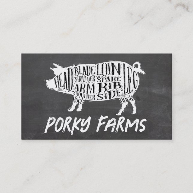 Pig Meat Cuts Diagram | Butcher Business Card (Front)