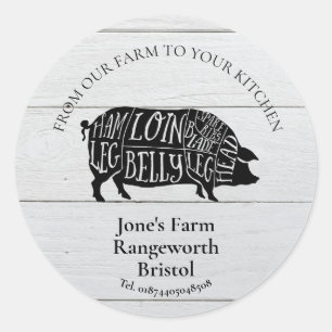 pig  meat farmer marketing produce butcher farmer classic round sticker