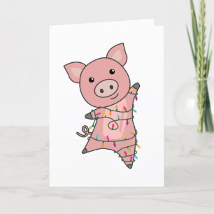 Pig Merry Christmas Animals Pigs Adult Cloth Face Holiday Card