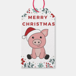 Pig Merry Christmas Animals Pigs Gift Tags