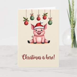 Pig Merry Christmas Animals Pigs Holiday Card