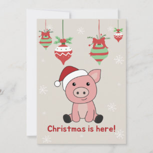 Pig Merry Christmas Animals Pigs Holiday Card