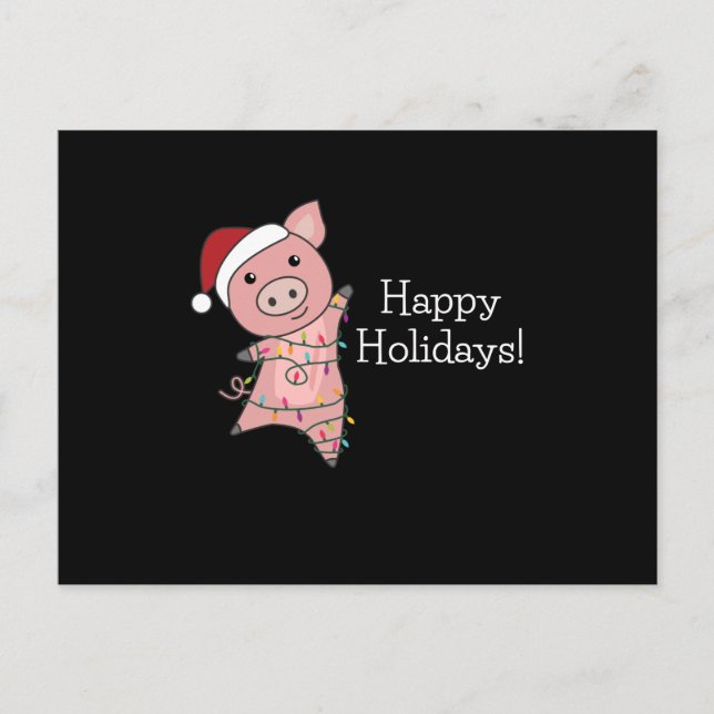 Pig Merry Christmas Animals Pigs Postcard (Front)