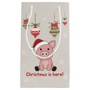 Pig Merry Christmas Animals Pigs Small Gift Bag