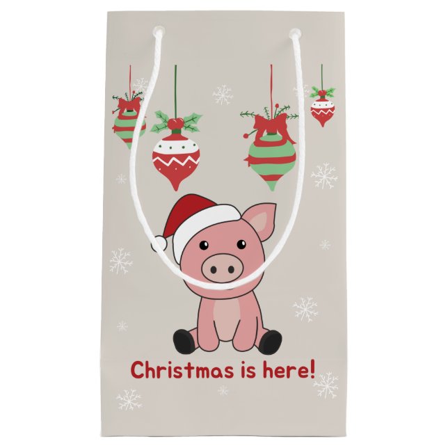 Pig Merry Christmas Animals Pigs Small Gift Bag (Front)