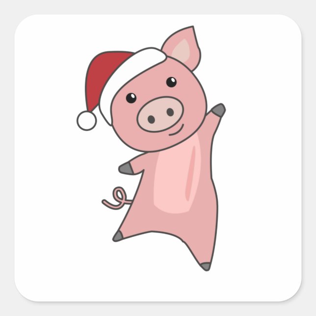 Pig Merry Christmas Animals Pigs Square Sticker (Front)