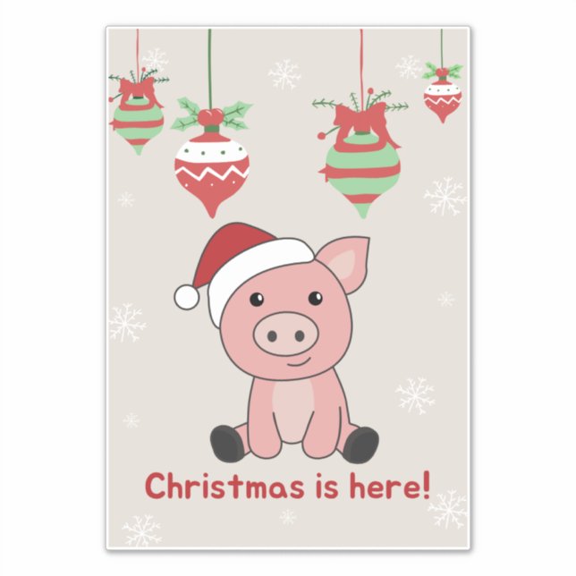 Pig Merry Christmas Animals Pigs Sticker (Front)