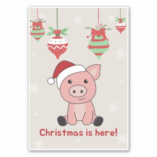 Pig Merry Christmas Animals Pigs Sticker (Front)