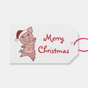 Pig Merry Christmas Animals Pigs Trucker Hat Gift Tags