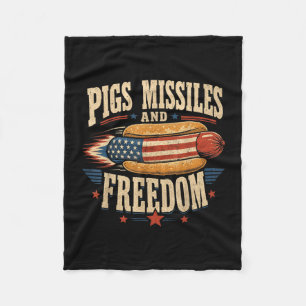 Pig missiles and freedom 4th of july patriotic fleece blanket