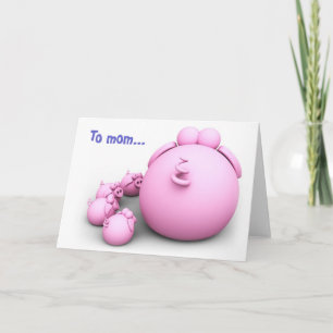 Pig mom greeting card